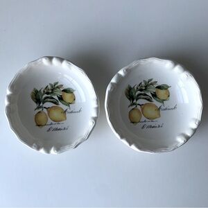 2 Effetti Home Mini Ceramic Dish White with Lemon Vines